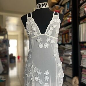 Maxi Transparent White Floral Dress